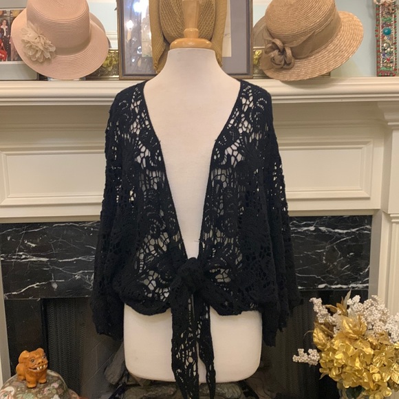 Kimonos & Yukatas Nwt Crocheted Lace Tie Front Kimono Top Poshmark